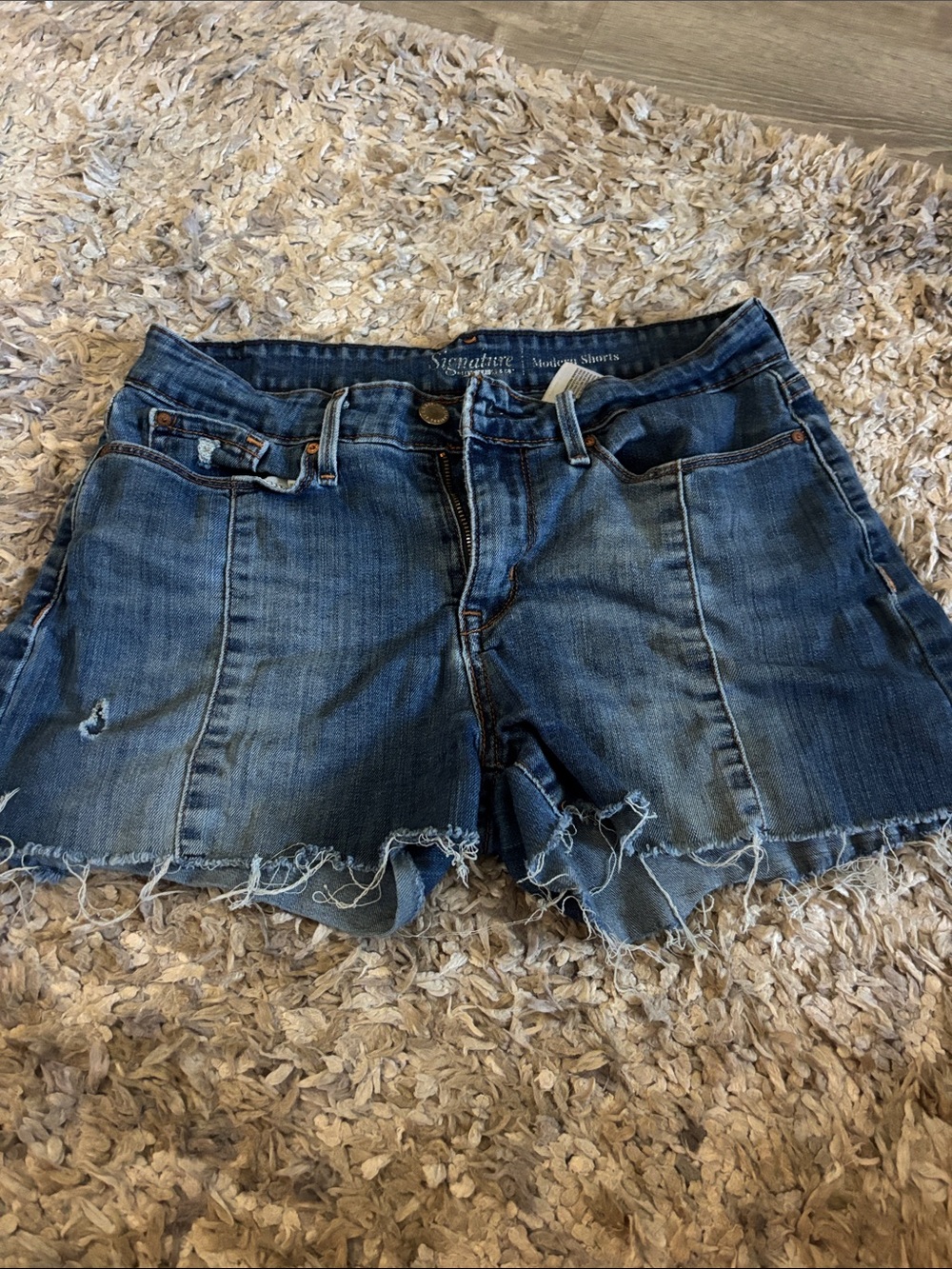 Signature Medium Blue Distressed Cutoff Denim Shorts